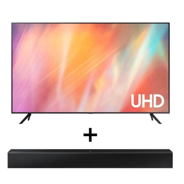 Televisor SAMSUNG 43" UHD 4K LED Smart TV + Barra de Sonido + Soporte TV