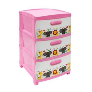 Cajonero 3 Gavetas rosado animales