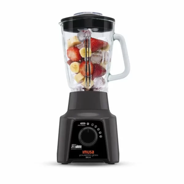 Licuadora IMUSA Powermix Glass Negra Vaso Vidrio 1.25 litros
