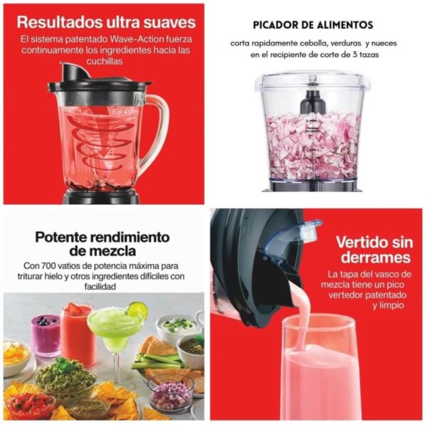 Licuadora HAMILTON BEACH vaso Vidrio 1.2 litros con Picatodo - Imagen 3