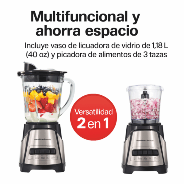 Licuadora HAMILTON BEACH vaso Vidrio 1.2 litros con Picatodo - Imagen 2