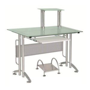Escritorio 120x60 Vidrio Blanco Plata