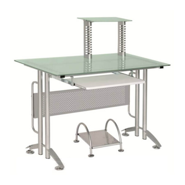 Escritorio 120x60 Vidrio Blanco Plata