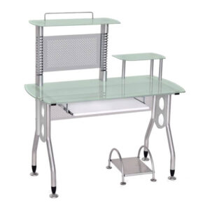 Escritorio 120x60 Vidrio Blanco Plata