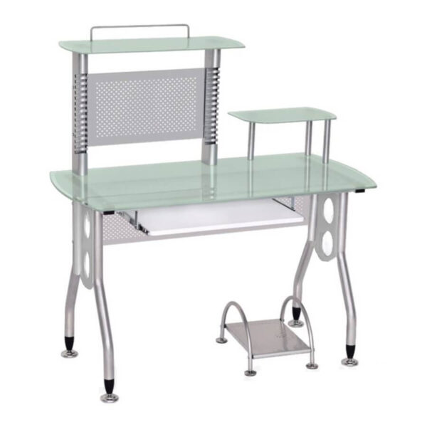 Escritorio 120x60 Vidrio Blanco Plata