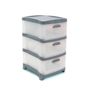 Cajonero 3 Gavetas gris Transparente
