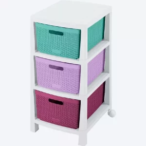 Cajonero 3 Gavetas Fique RIMAX Rosado