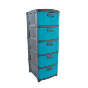 Cajonero 5 Gavetas Rattan gris azul