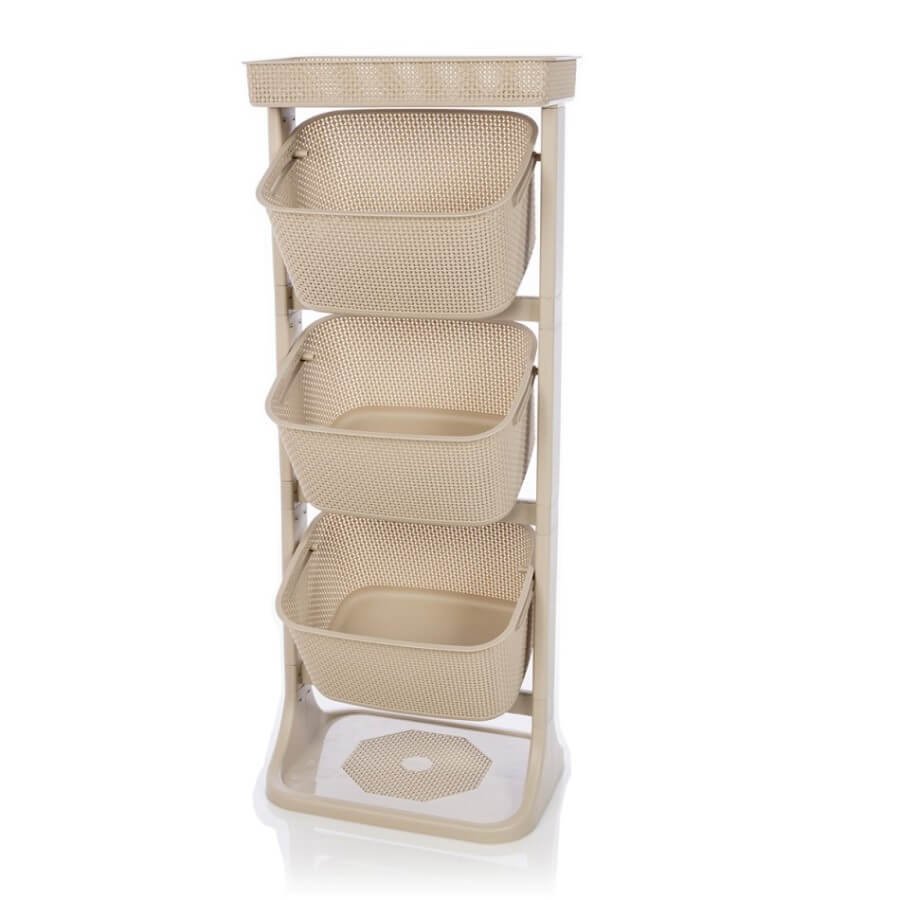 Canasta multiestante Organizador 3 niveles beige