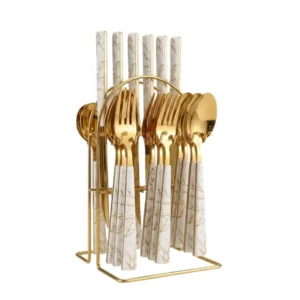 Juego Cubiertos 24 pieza aura Marble con Soporte
