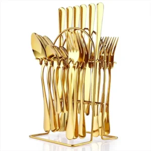 Juego Cubiertos 24 pieza nova Golden con Soporte