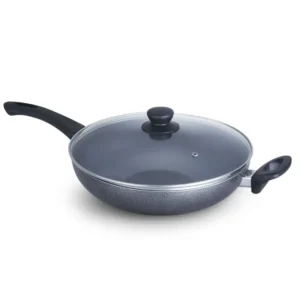 Wok DKASA 30 cm Texture tapa vidrio Mango