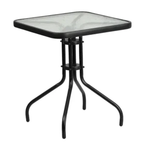 Mesa Cuadrada Vidrio 60 cm Negra