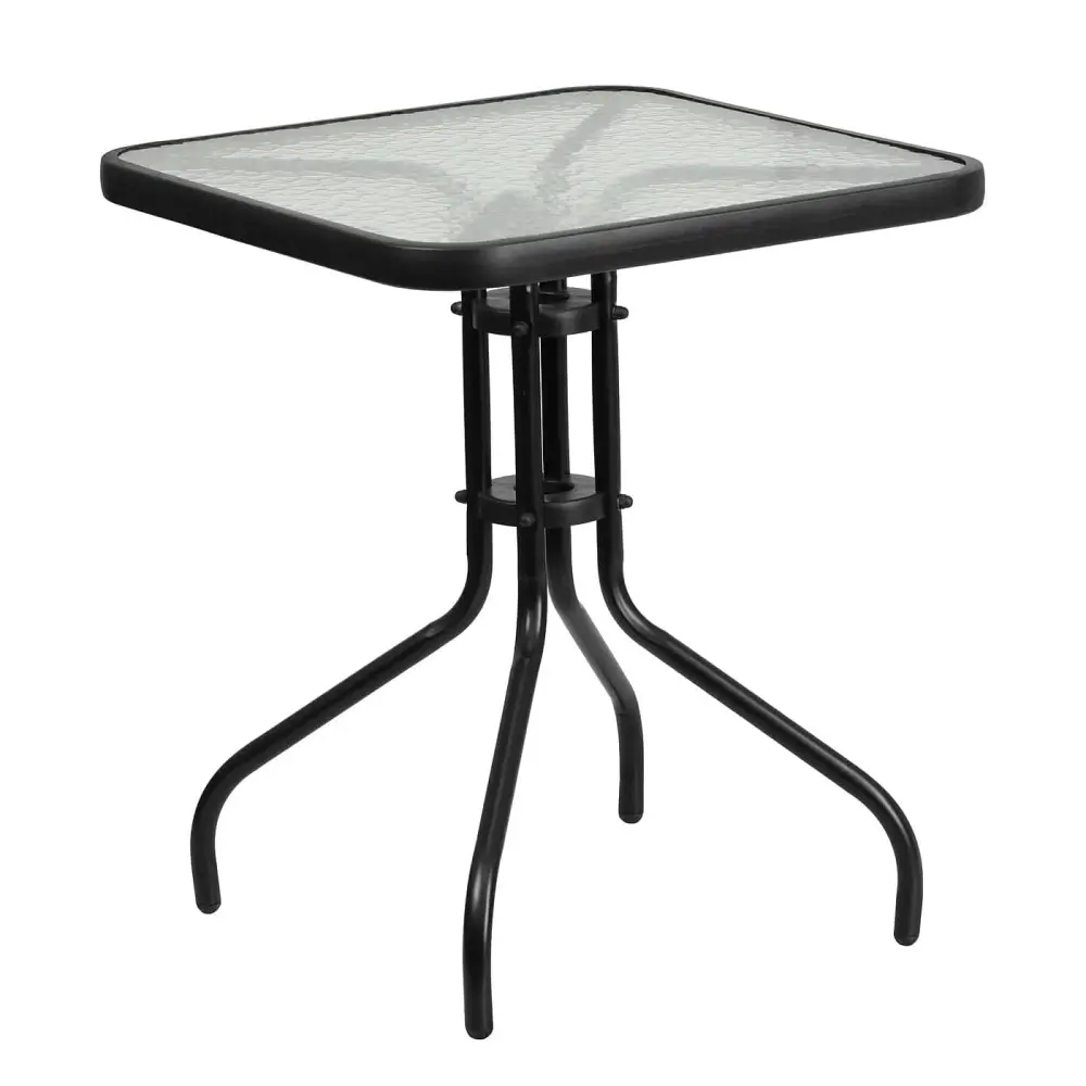 Mesa Cuadrada Vidrio 60 cm Negra